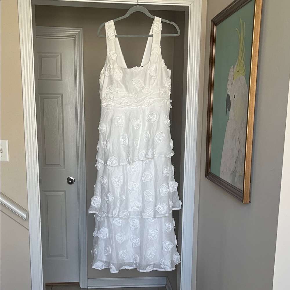 Lulu's White Rose Appliqué White Dress